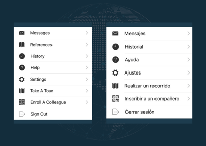 DevonWay mobile app menu localization